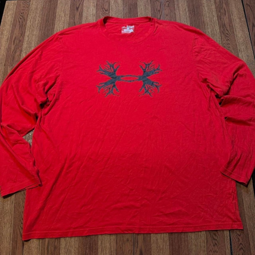 Under Armour Red Antler Heat Gear Retro Sportswear Long Sleeve Shirt 2XL‎